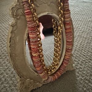 Gold and Pink Beaded Necklace